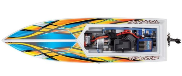 TRX38104-8ORNG Blast Elektro Rennboot TRAXXAS weiß/orange 23-Zoll Brushed